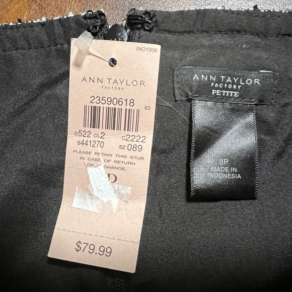NWT Ann Taylor Factory Black/Gray Tweed Suit Jacket Skirt 8 Petite Old Money - Picture 13 of 13